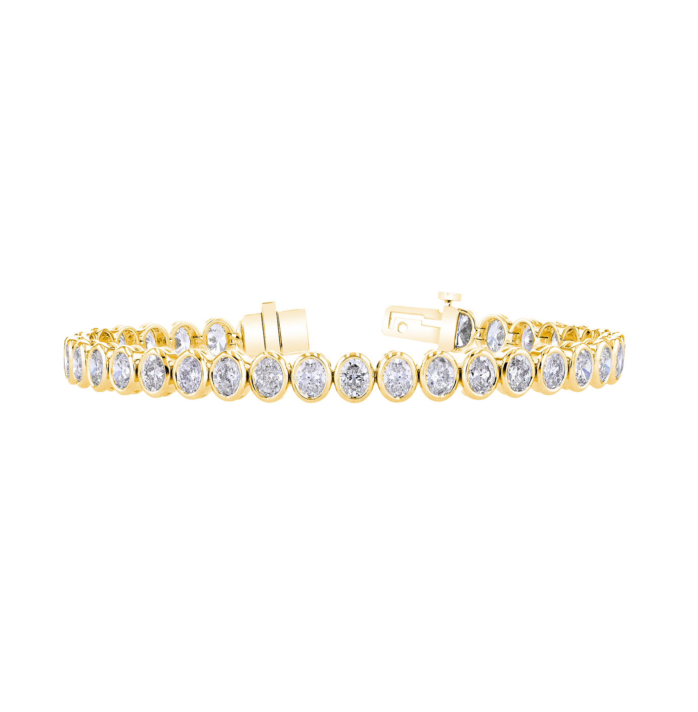 Sabel Collection Yellow Gold Bezel Set Oval Diamond Tennis Bracelet